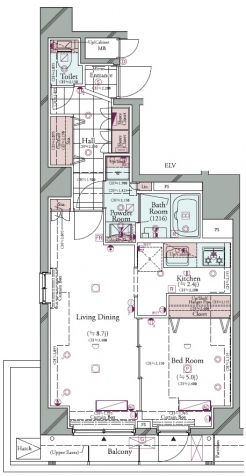 コンシェリア後楽園 ＨＩＬＬＴＯＰ ＳＱＵＡＲＥの間取り図