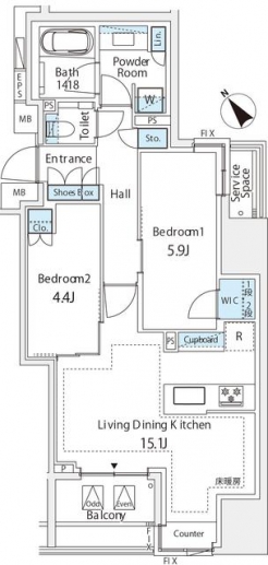 ミレアコート銀座プレミアの間取り図